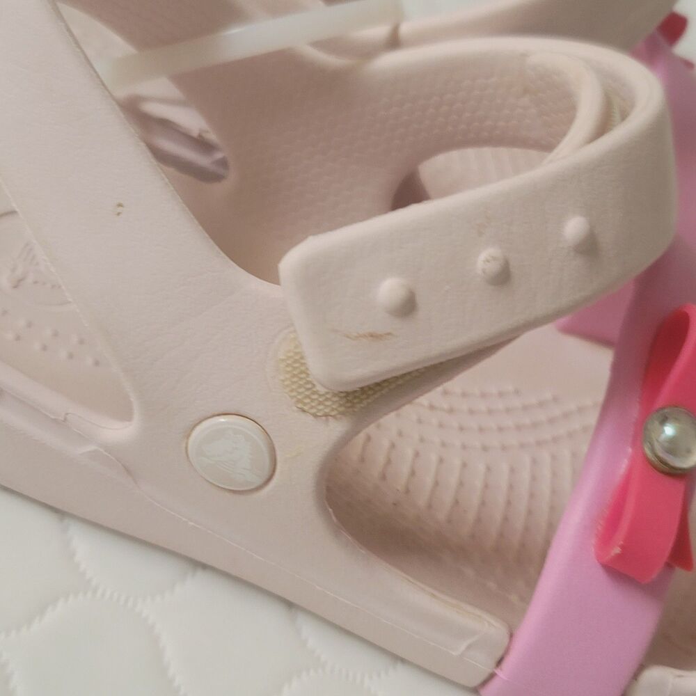 Crocs Keeley Charm Sandals Girl Size C13 Water Pink Bow Shoes Sandals - Picture 4 of 11